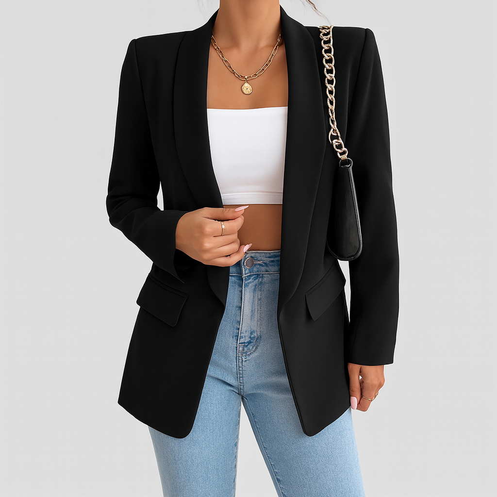 Women's Black Blazer Size M Polyester Elastane 0