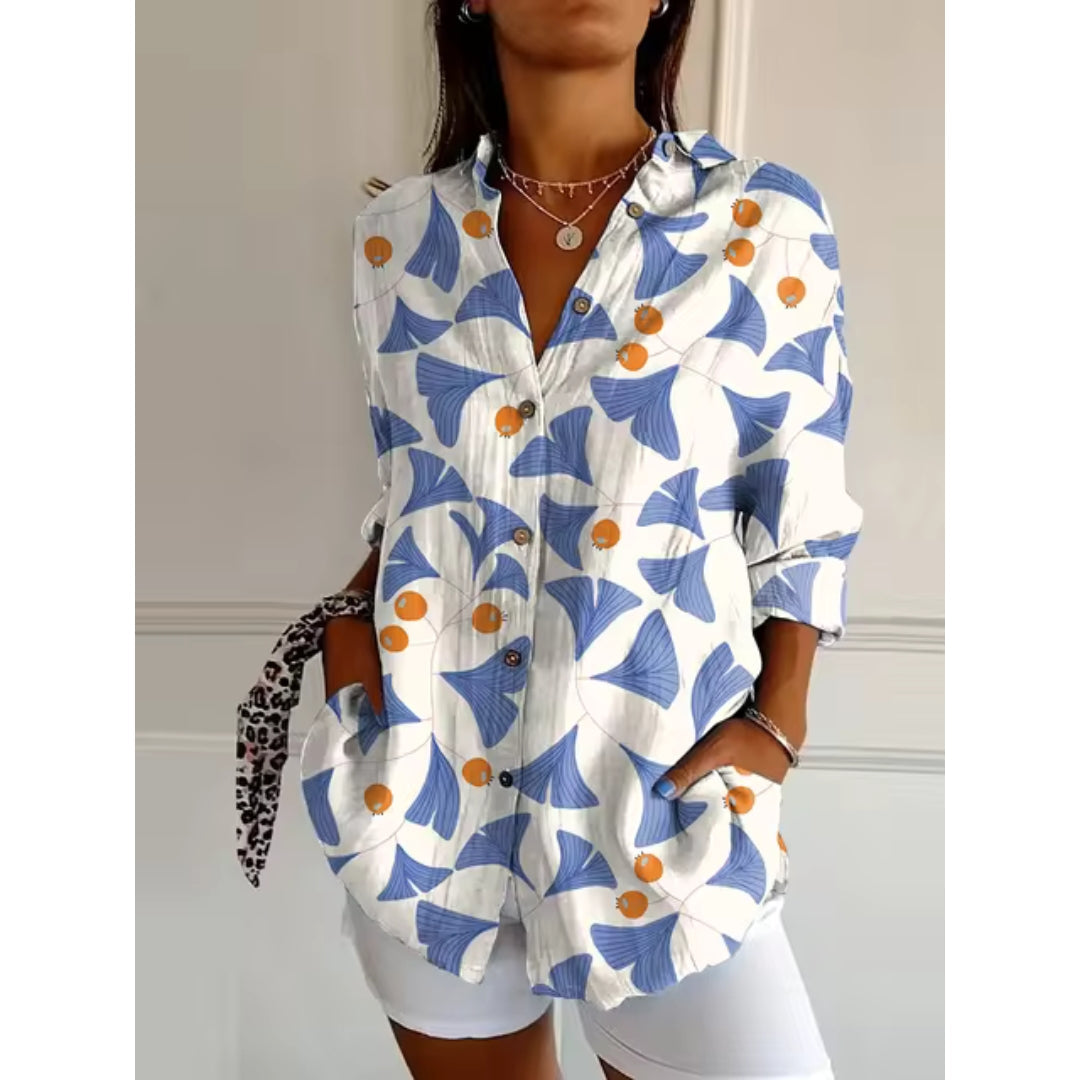 Women's Blouse Floral Print Size M Cotton 4