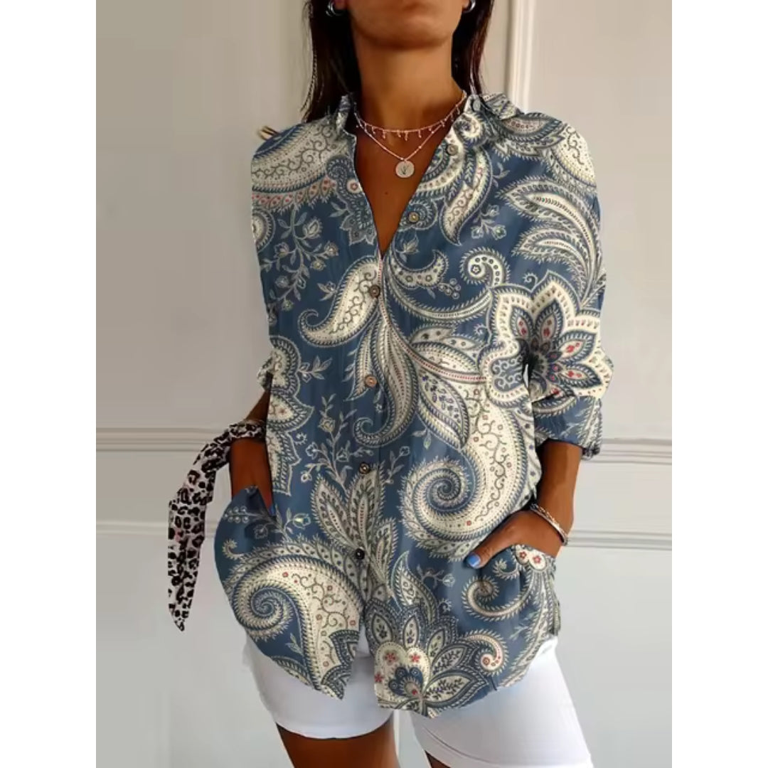 Women's Blouse Floral Print Size M Cotton 5