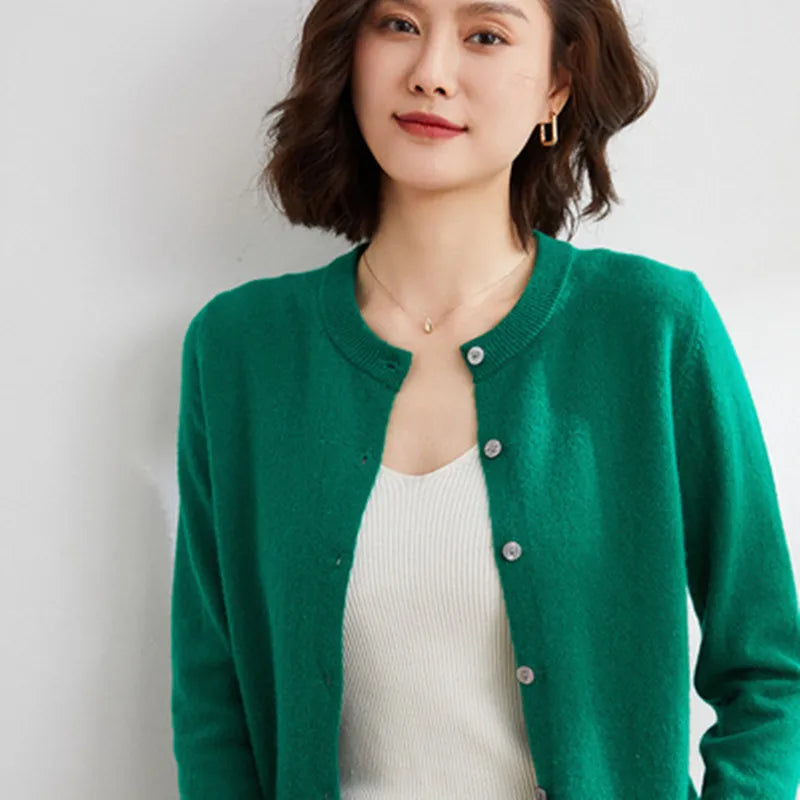 Women's Cardigan Black Size M Cotton Classic Long Sleeve 0