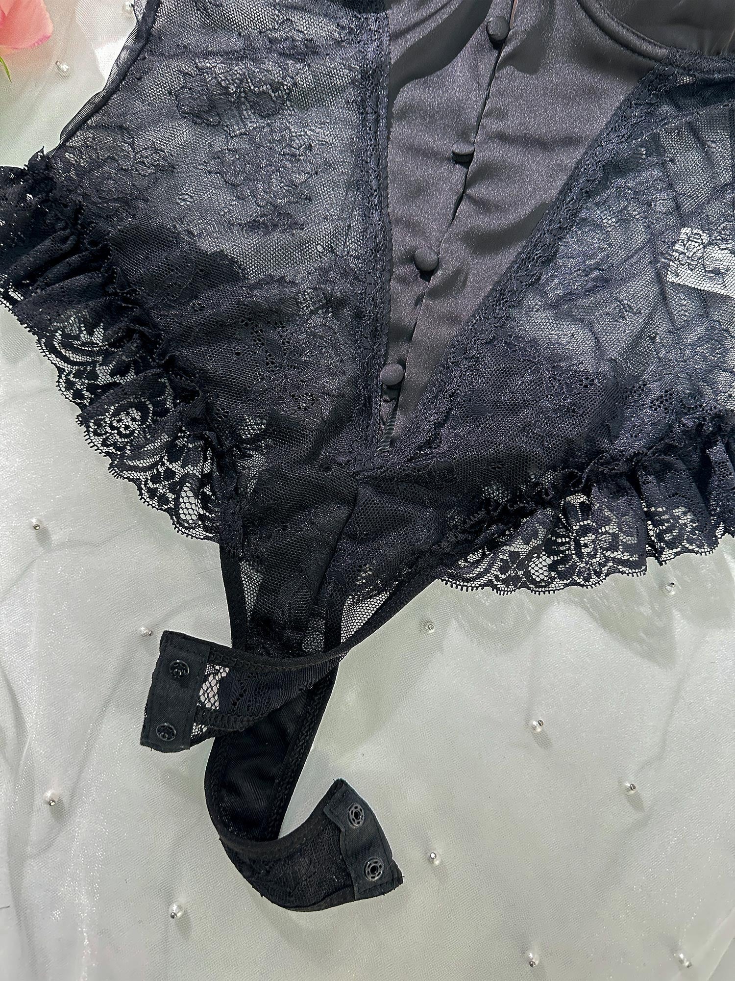 Black Sexy Lace Bodysuit - ginlerie