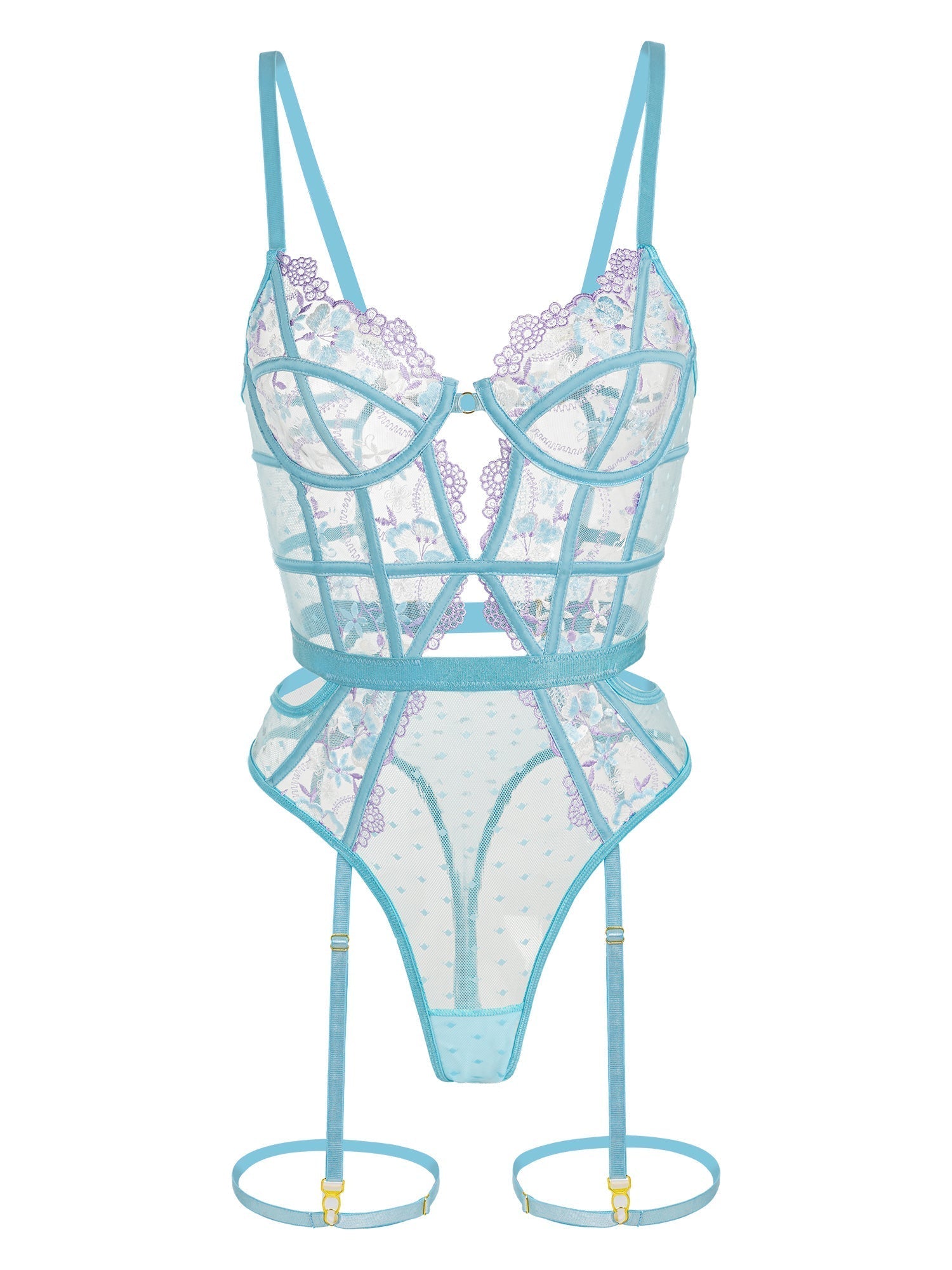Indigo Dreams Floral French-inspired Sensual Bodysuit - ginlerie