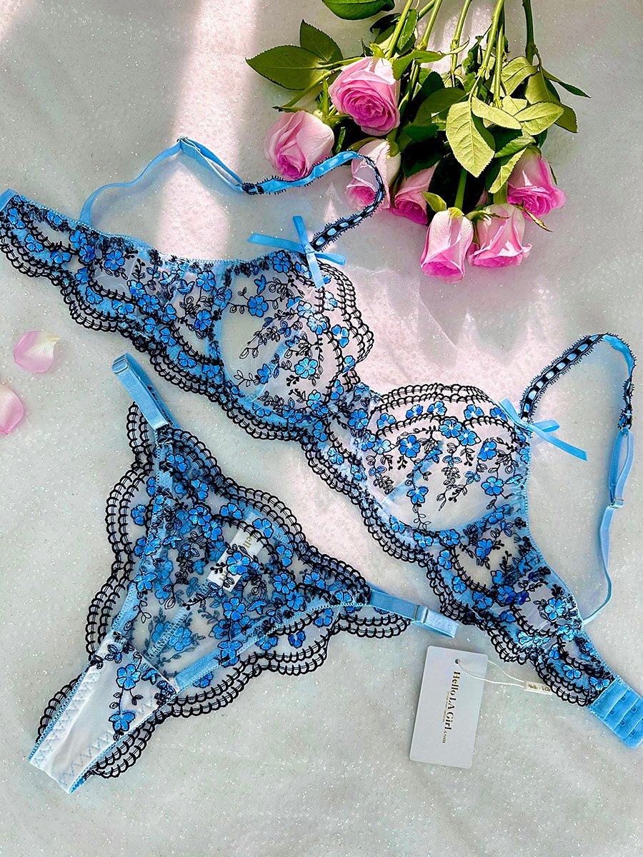 Blossom Delights Embroidery Lingerie Set - ginlerie