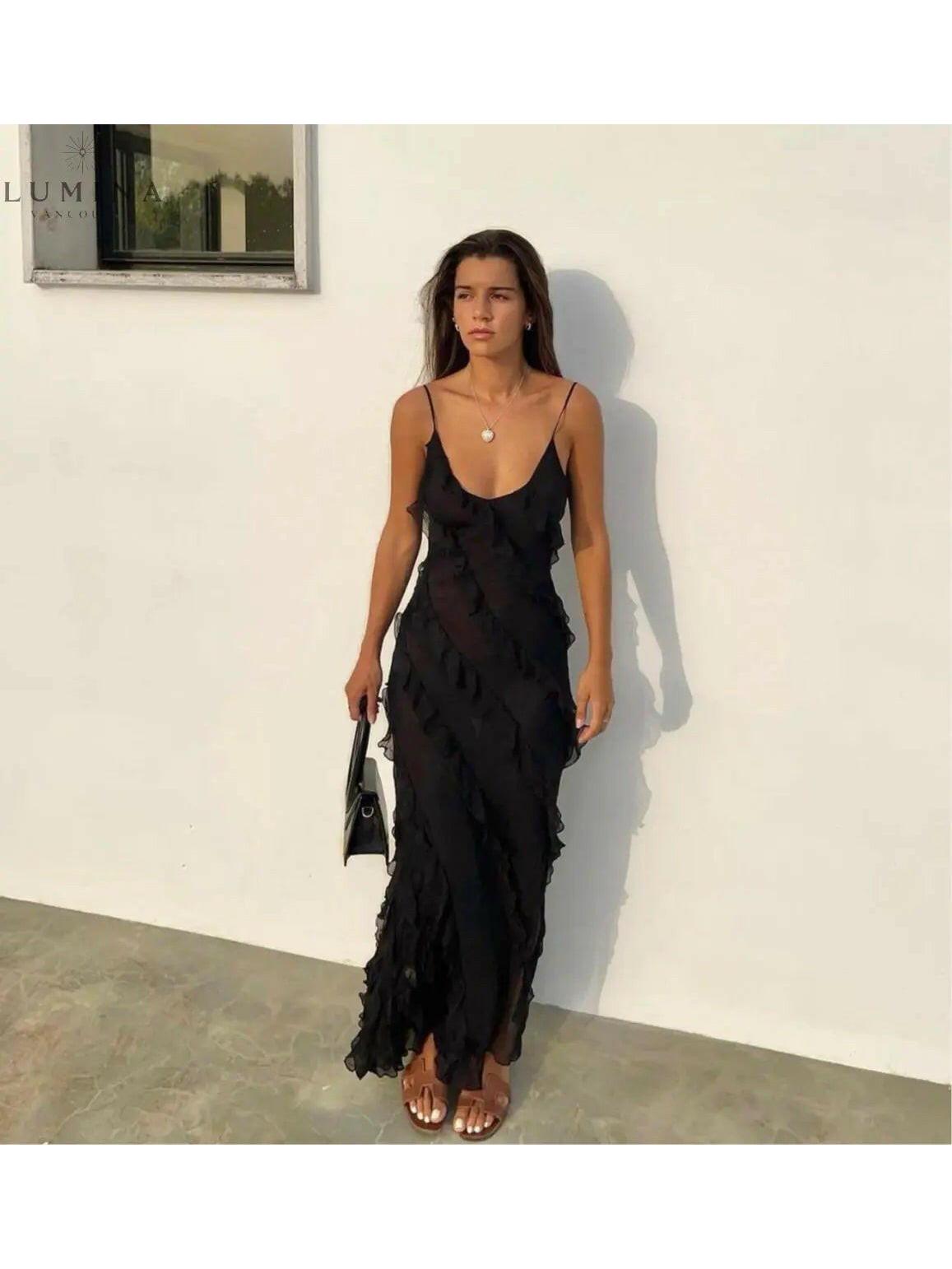 Aliza | Ruffled Maxi Dress - ginlerie