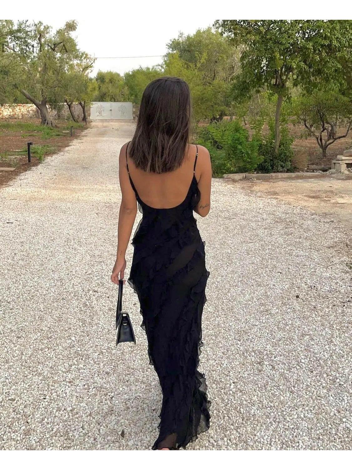 Aliza | Ruffled Maxi Dress - ginlerie