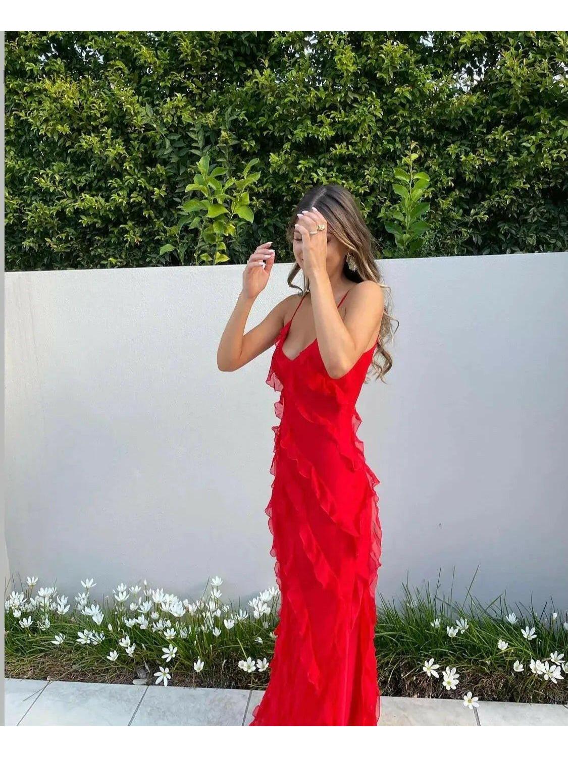 Aliza | Ruffled Maxi Dress - ginlerie