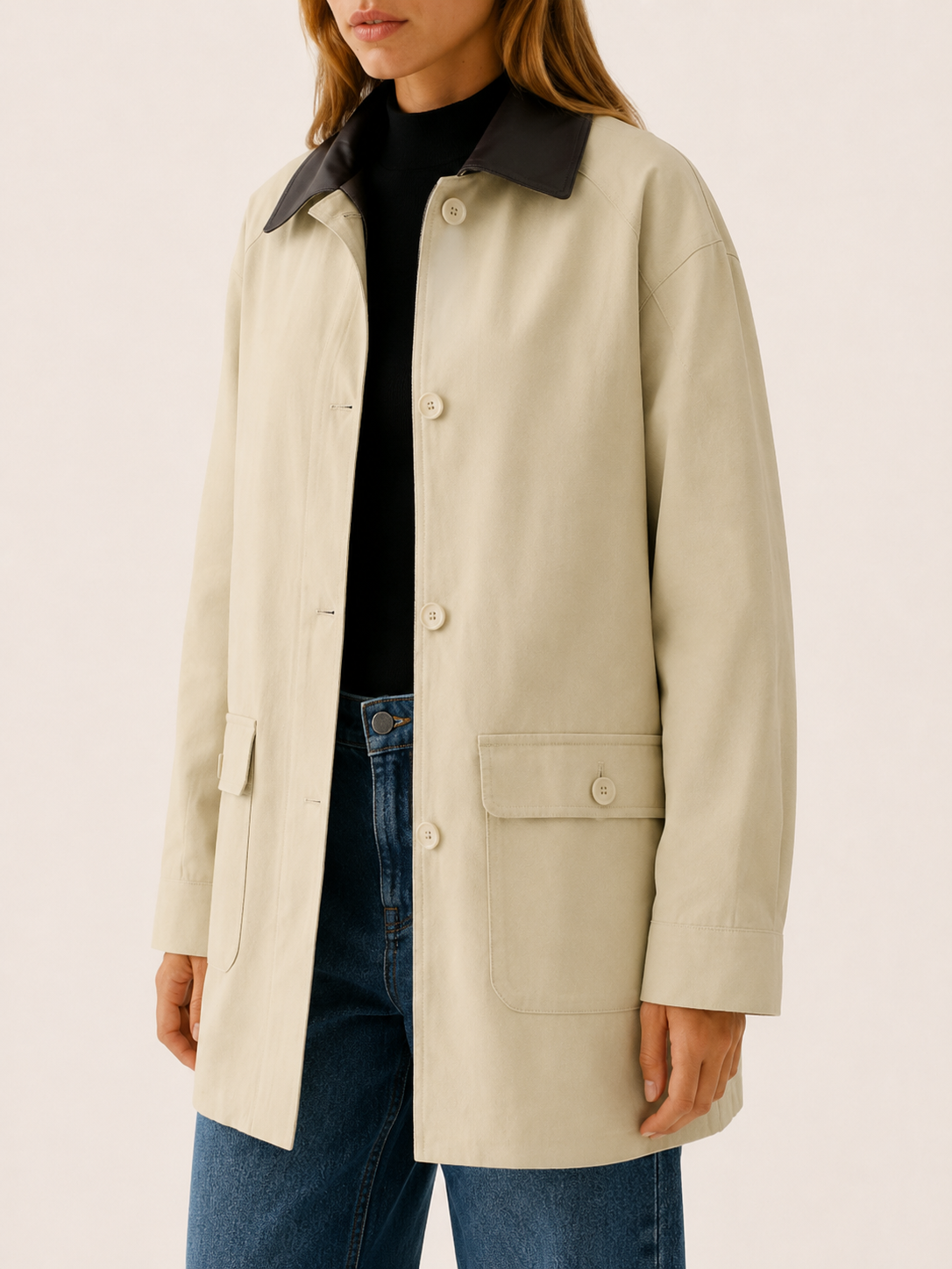 Aurelia | Barn Jacket with Contrast Collar - ginlerie 3