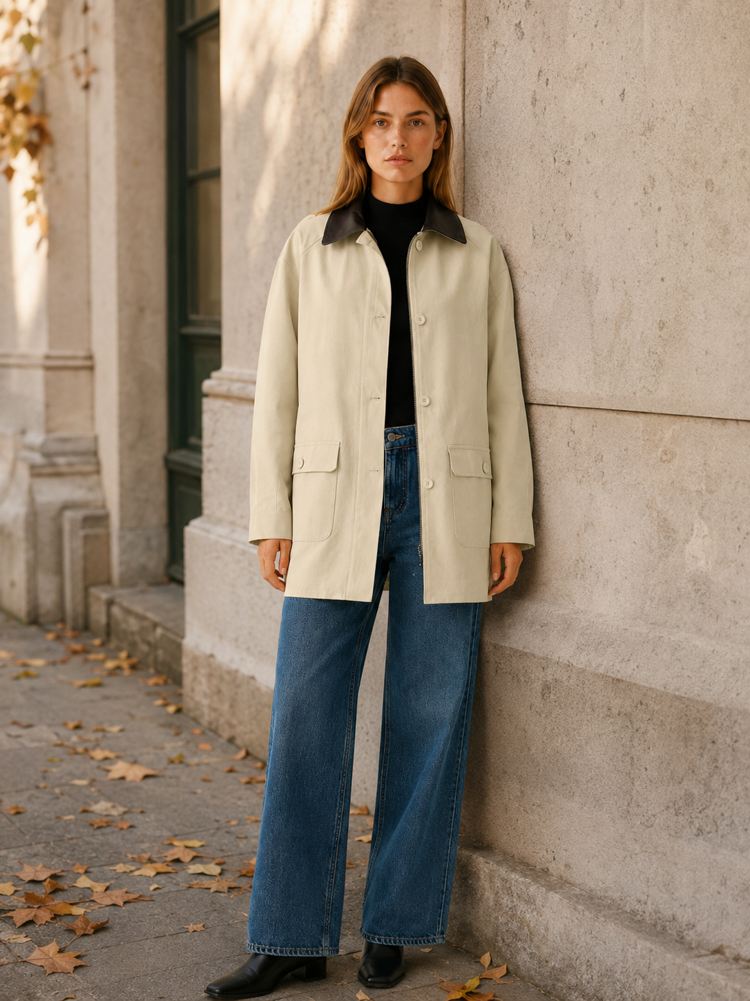 Aurelia | Barn Jacket with Contrast Collar - ginlerie 4