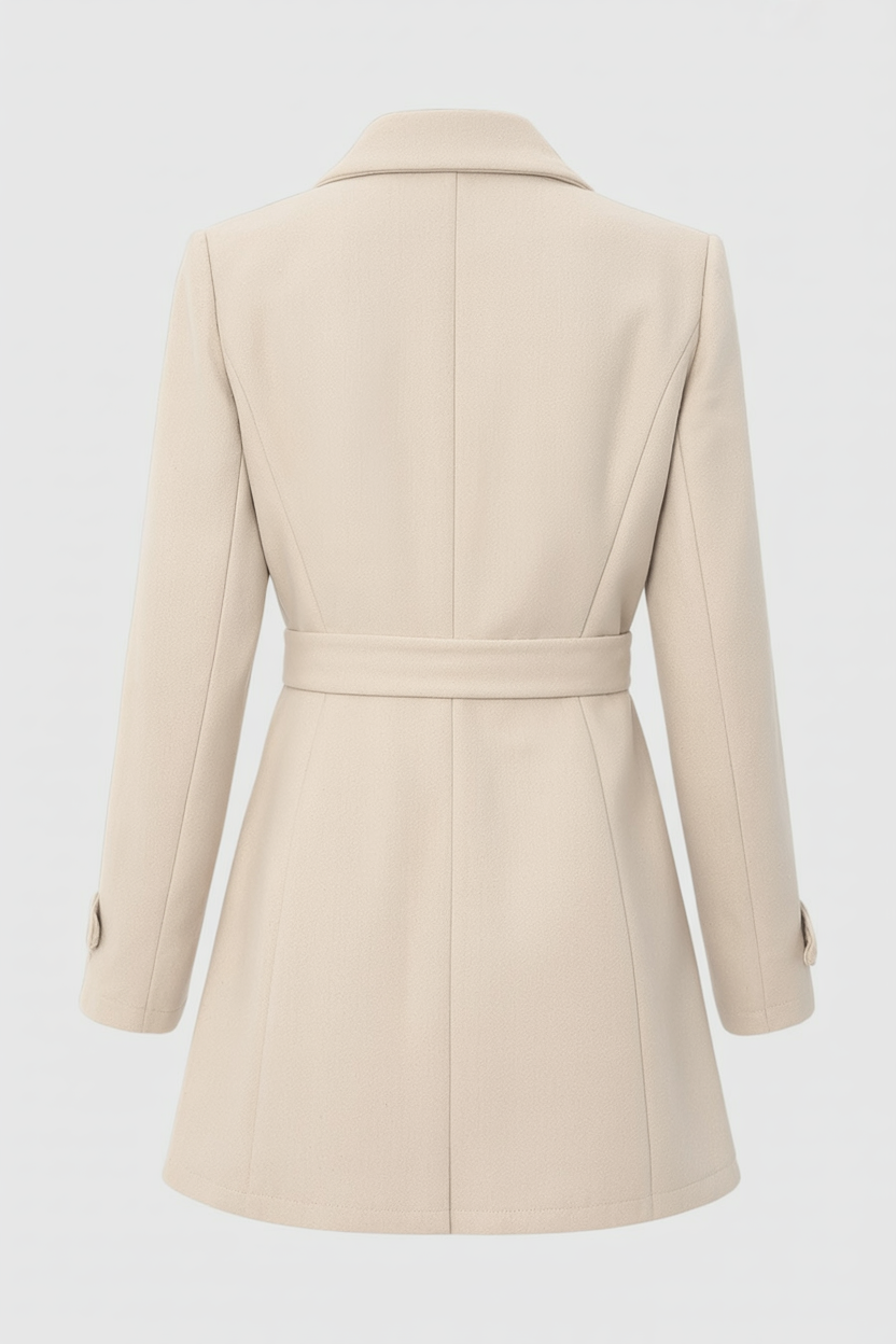 Celeste | Mid-Length Beige Winter Coat - ginlerie 3