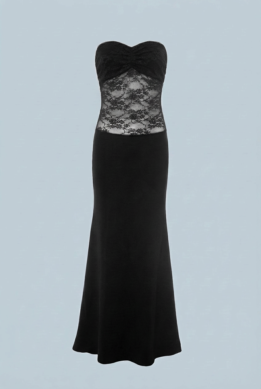 Celeste | Strapless Lace Evening Gown - ginlerie 0