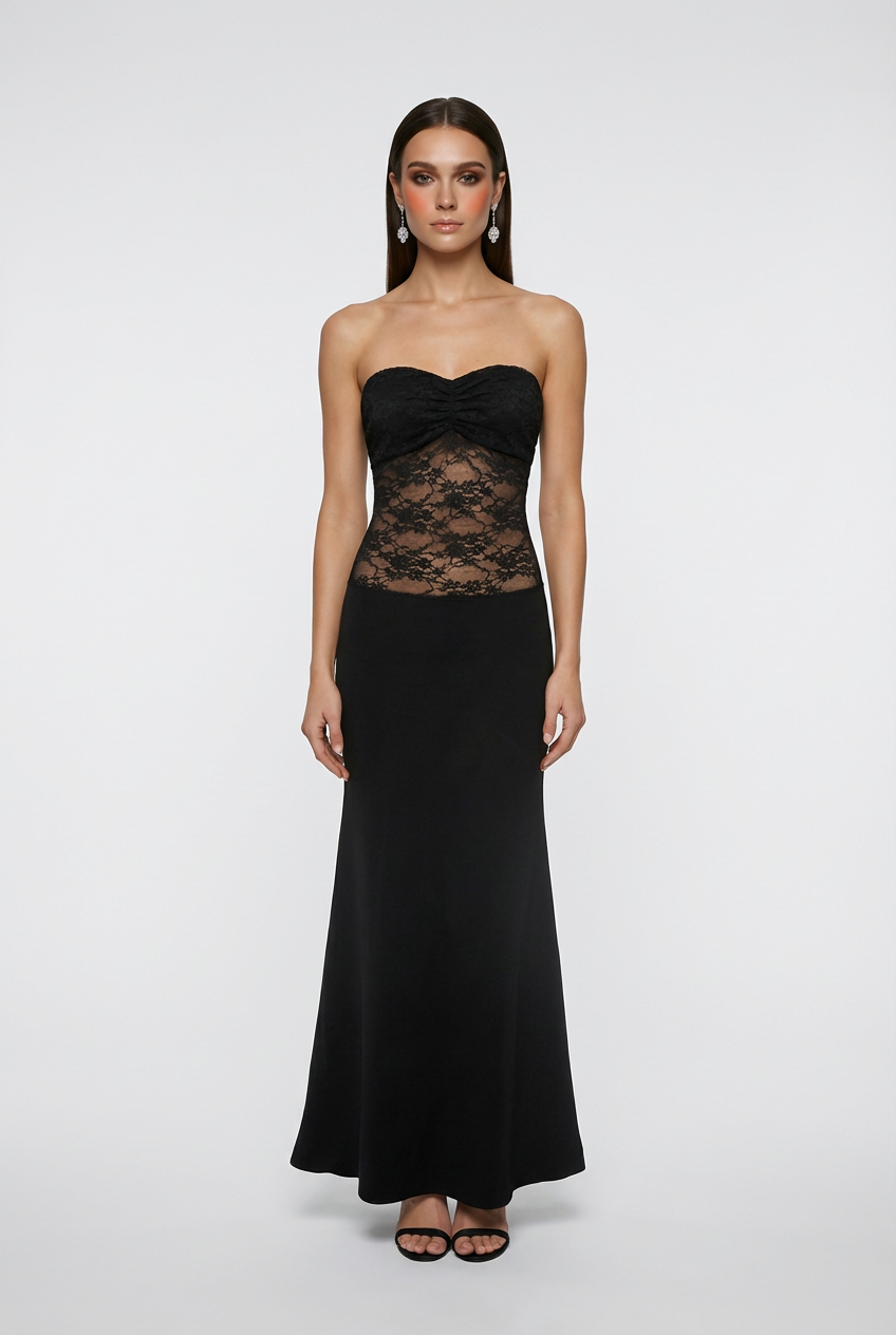 Celeste | Strapless Lace Evening Gown - ginlerie 3