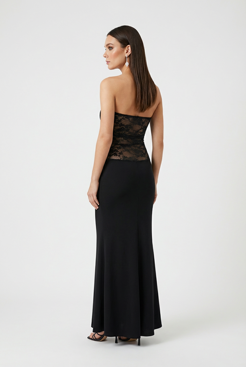 Celeste | Strapless Lace Evening Gown - ginlerie 4