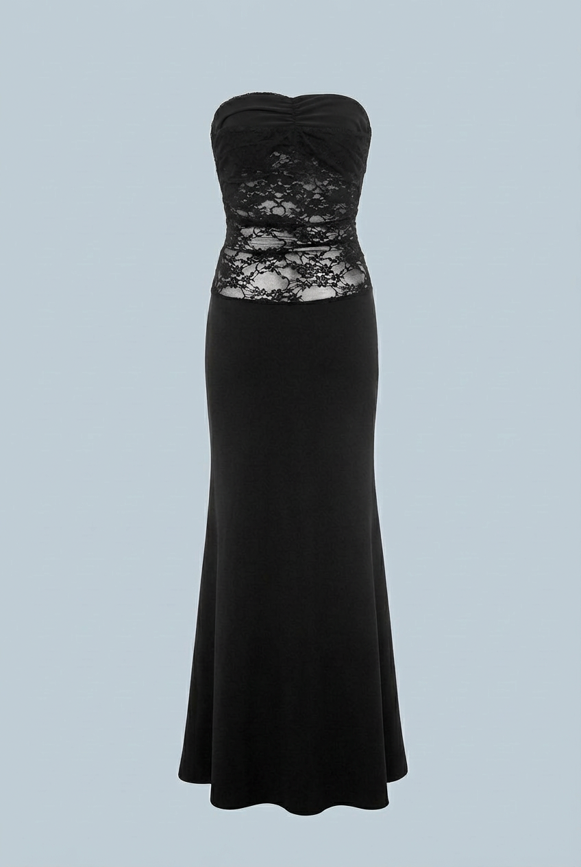 Celeste | Strapless Lace Evening Gown - ginlerie 7