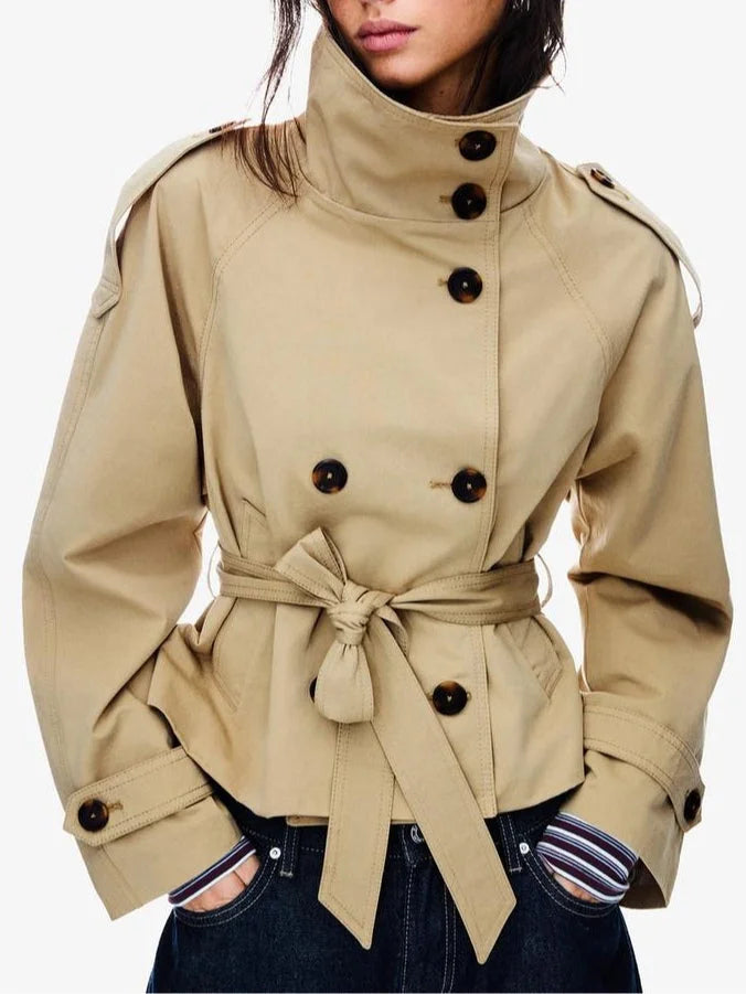 Celia | Short Belted Trench Coat - ginlerie 0