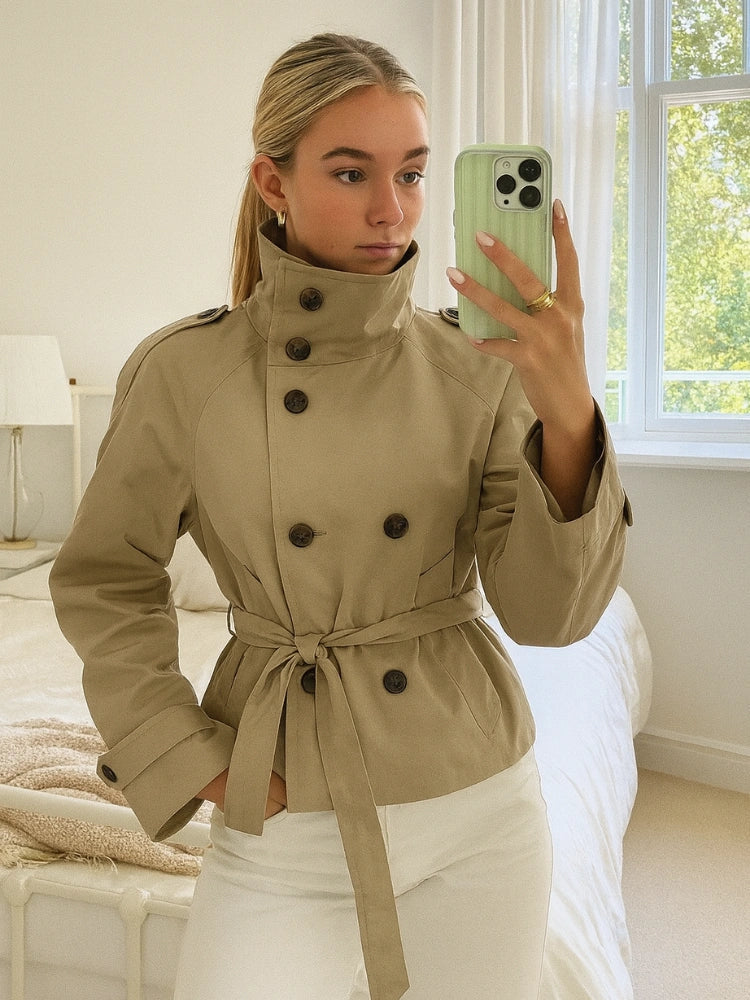 Celia | Short Belted Trench Coat - ginlerie 5