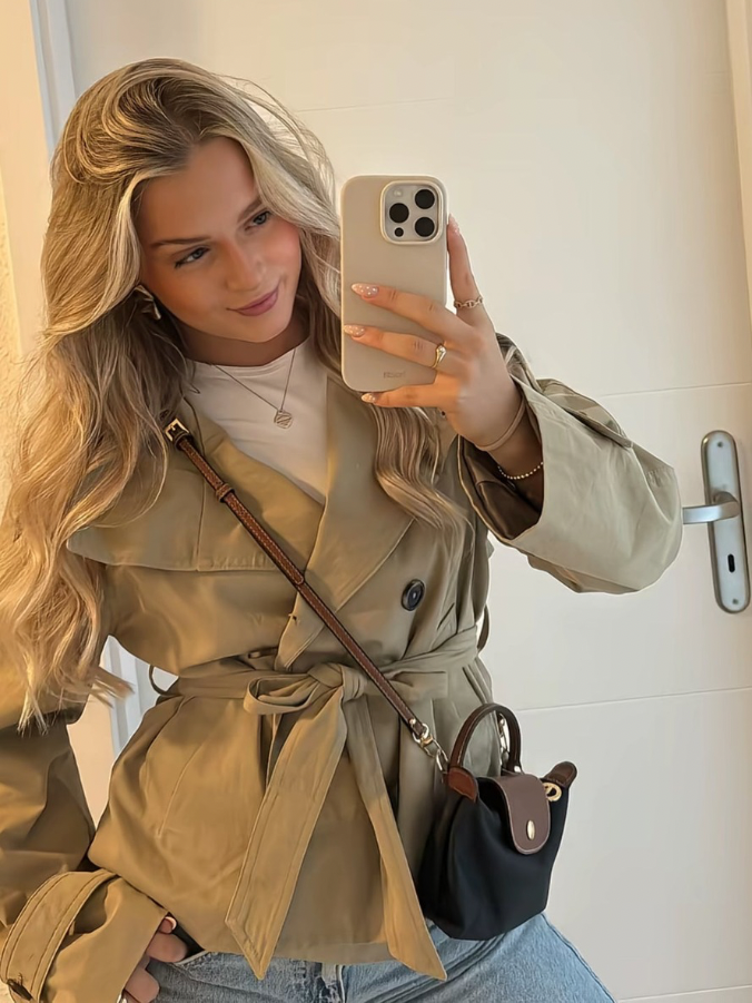 Celia | Short Belted Trench Coat - ginlerie 6