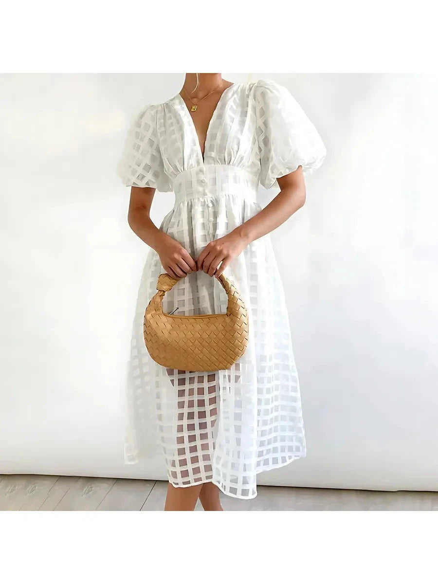 Cindy | Classic Patterned Midi Dress - ginlerie 2