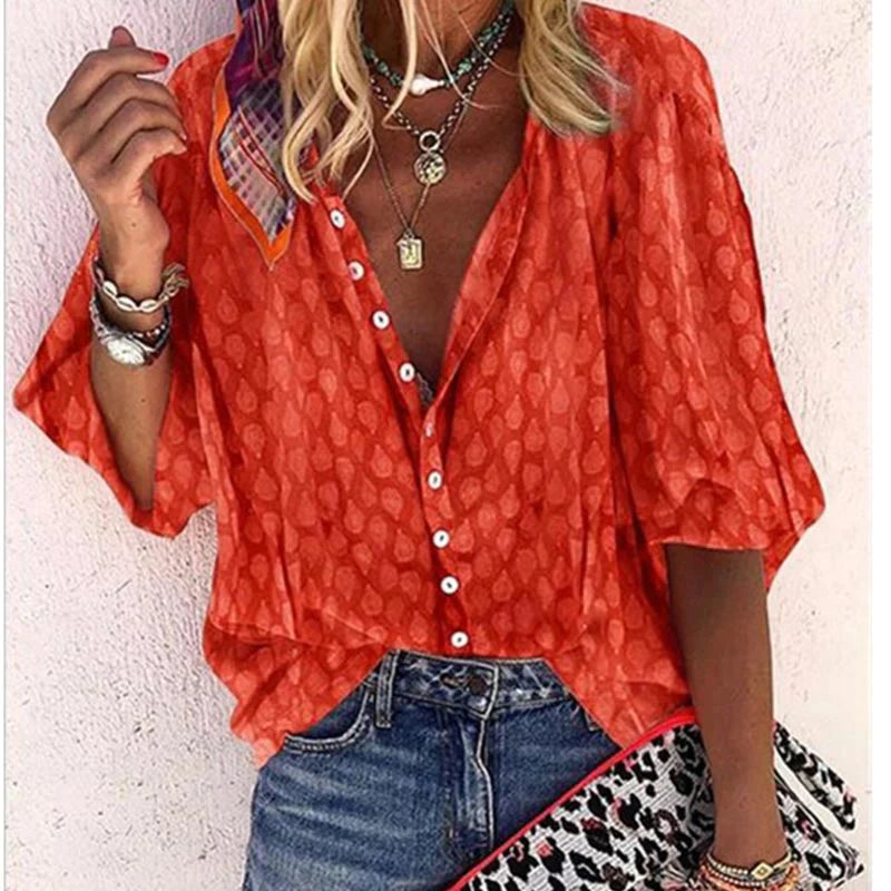 Claire | Printed Button Down Blouse - ginlerie 4