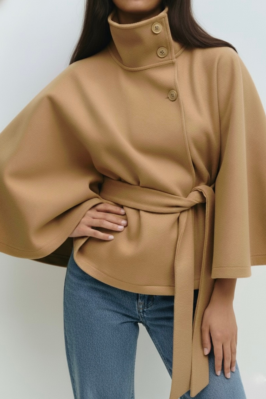 Clara | Belted Cape Coat - ginlerie 1