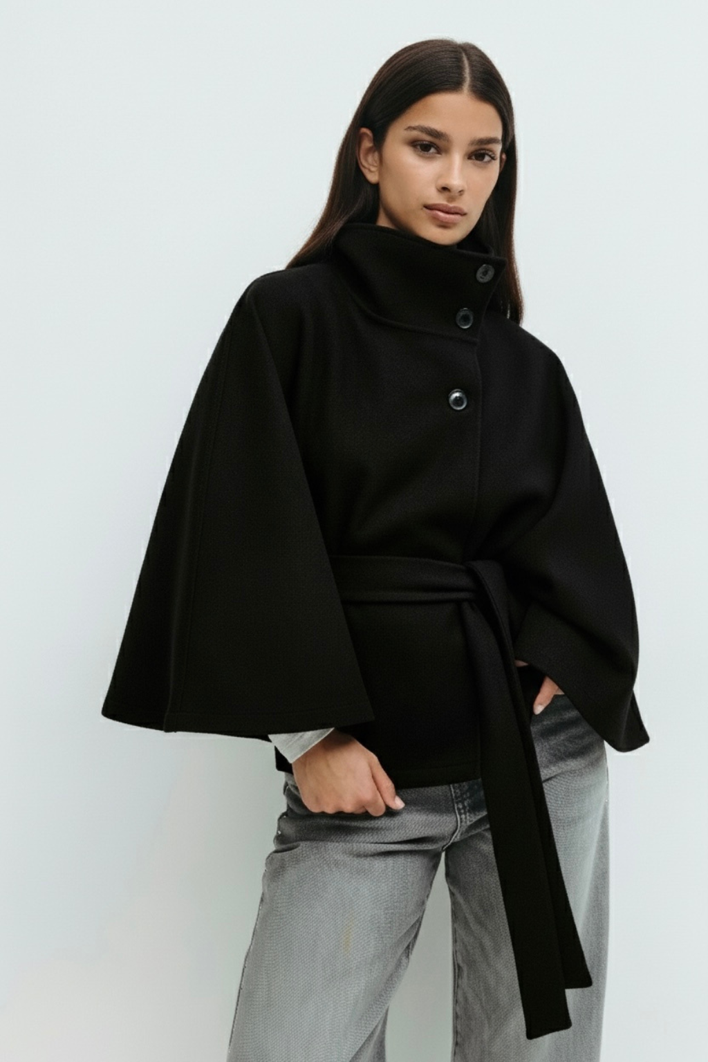 Clara | Belted Cape Coat - ginlerie 4
