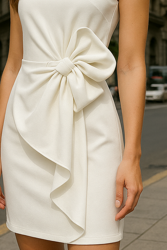 Clara | Bow-Detail Mini Dress - ginlerie 1