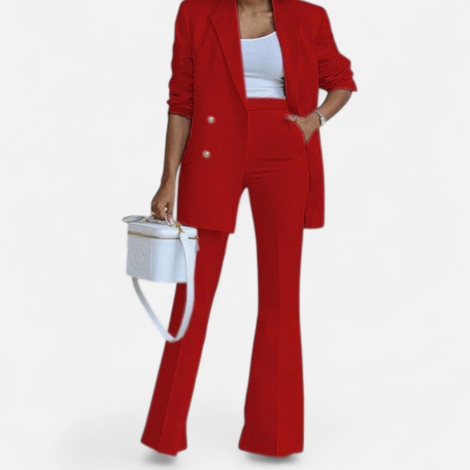 Clara | Double Breasted Pantsuit Set - ginlerie 3