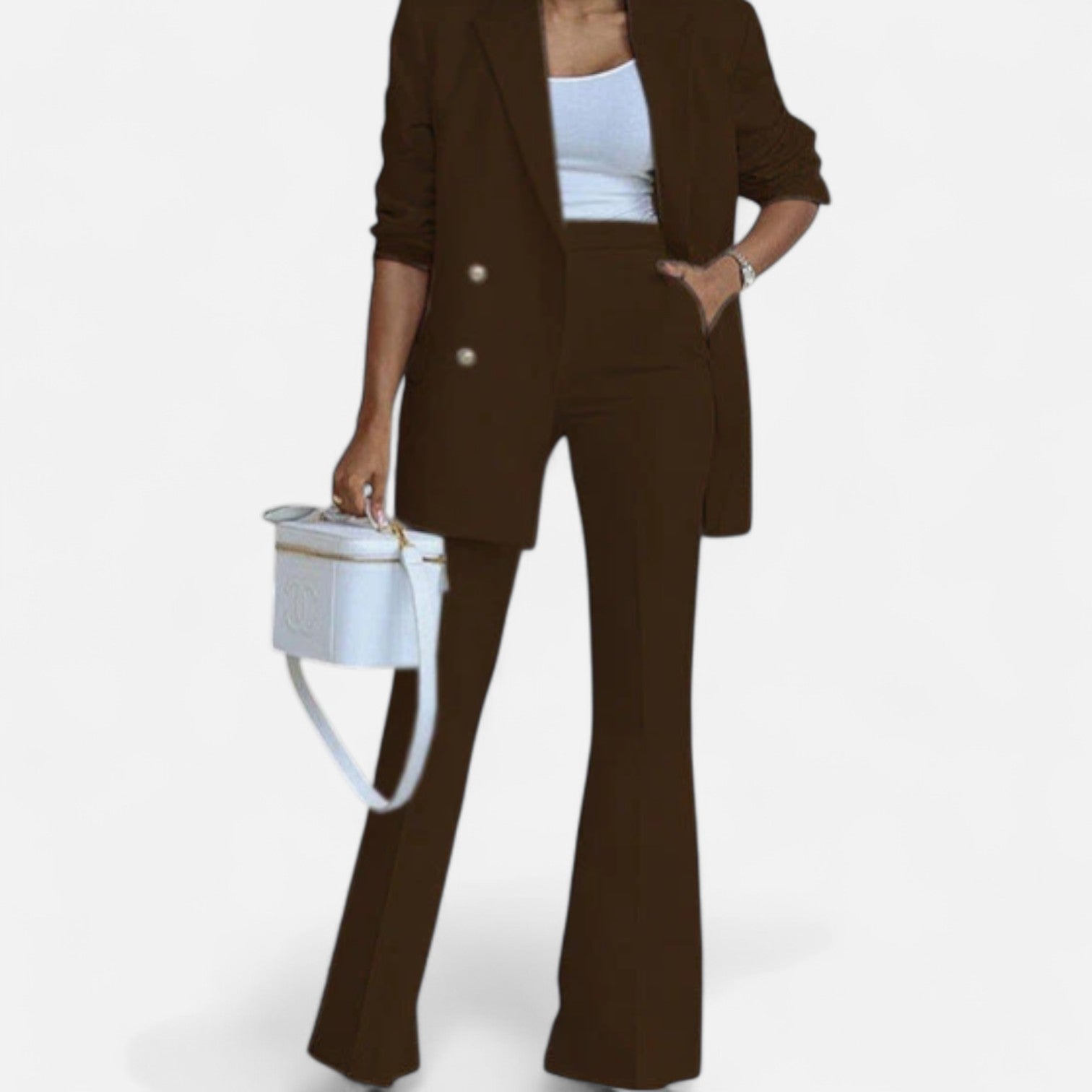 Clara | Double Breasted Pantsuit Set - ginlerie 5