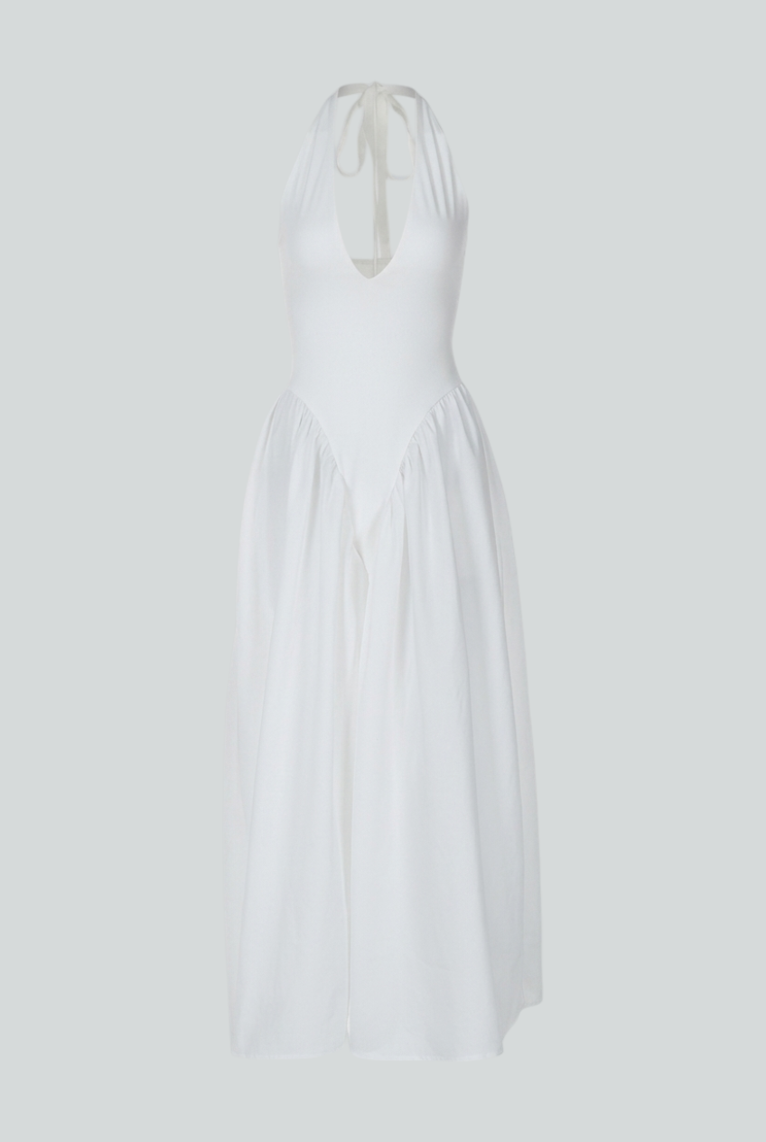Clara | Elegant White Midi Dress - ginlerie 0