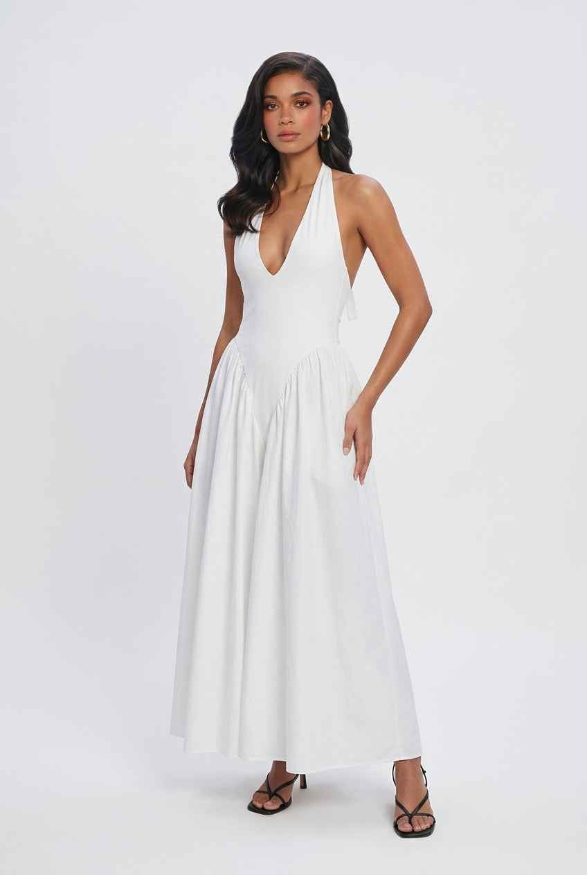 Clara | Elegant White Midi Dress - ginlerie 3