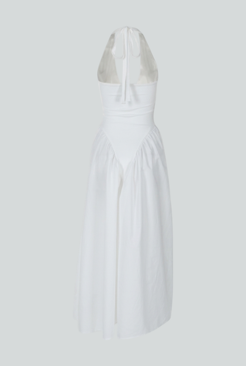 Clara | Elegant White Midi Dress - ginlerie 5