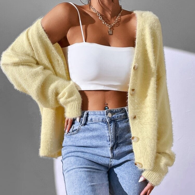 Clara | Faux Mink Cardigan Sweater - ginlerie 4