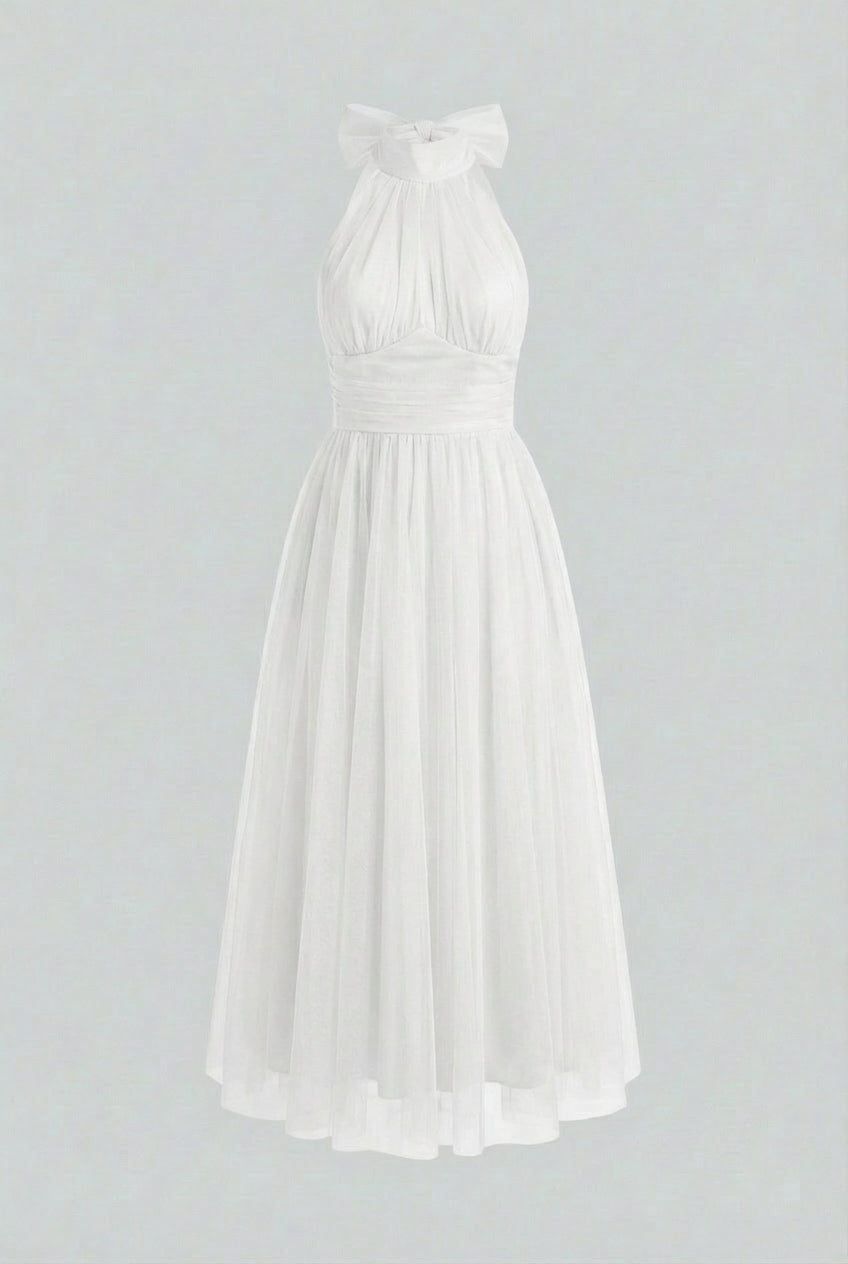 Clara | Halter Neck Midi Dress - ginlerie 0