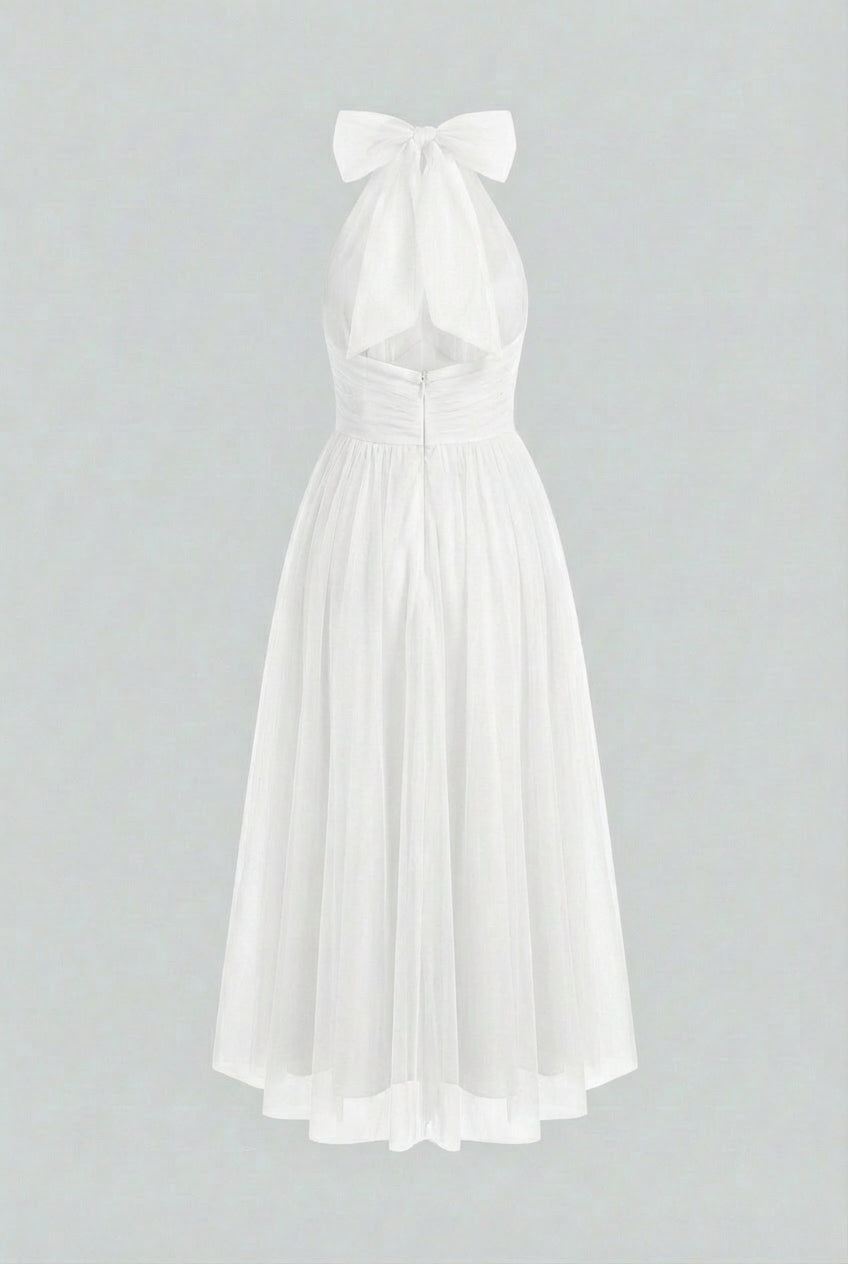 Clara | Halter Neck Midi Dress - ginlerie 4