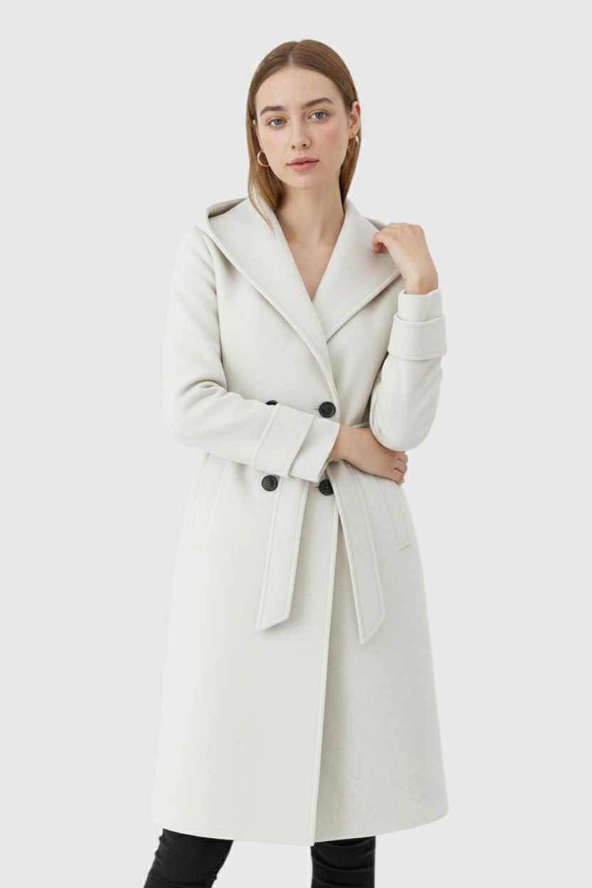 Clara | Hooded Beige Coat - ginlerie 1