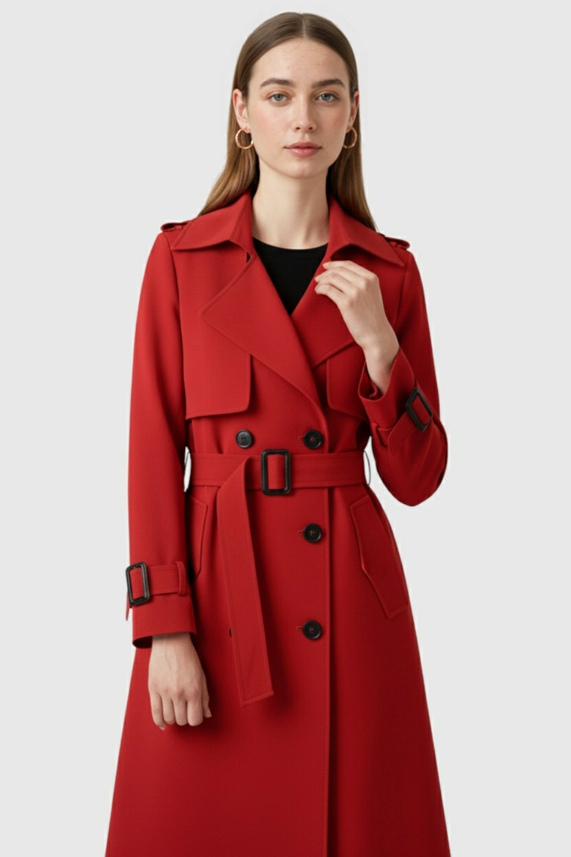 Clara | Red Trench Coat - ginlerie 1