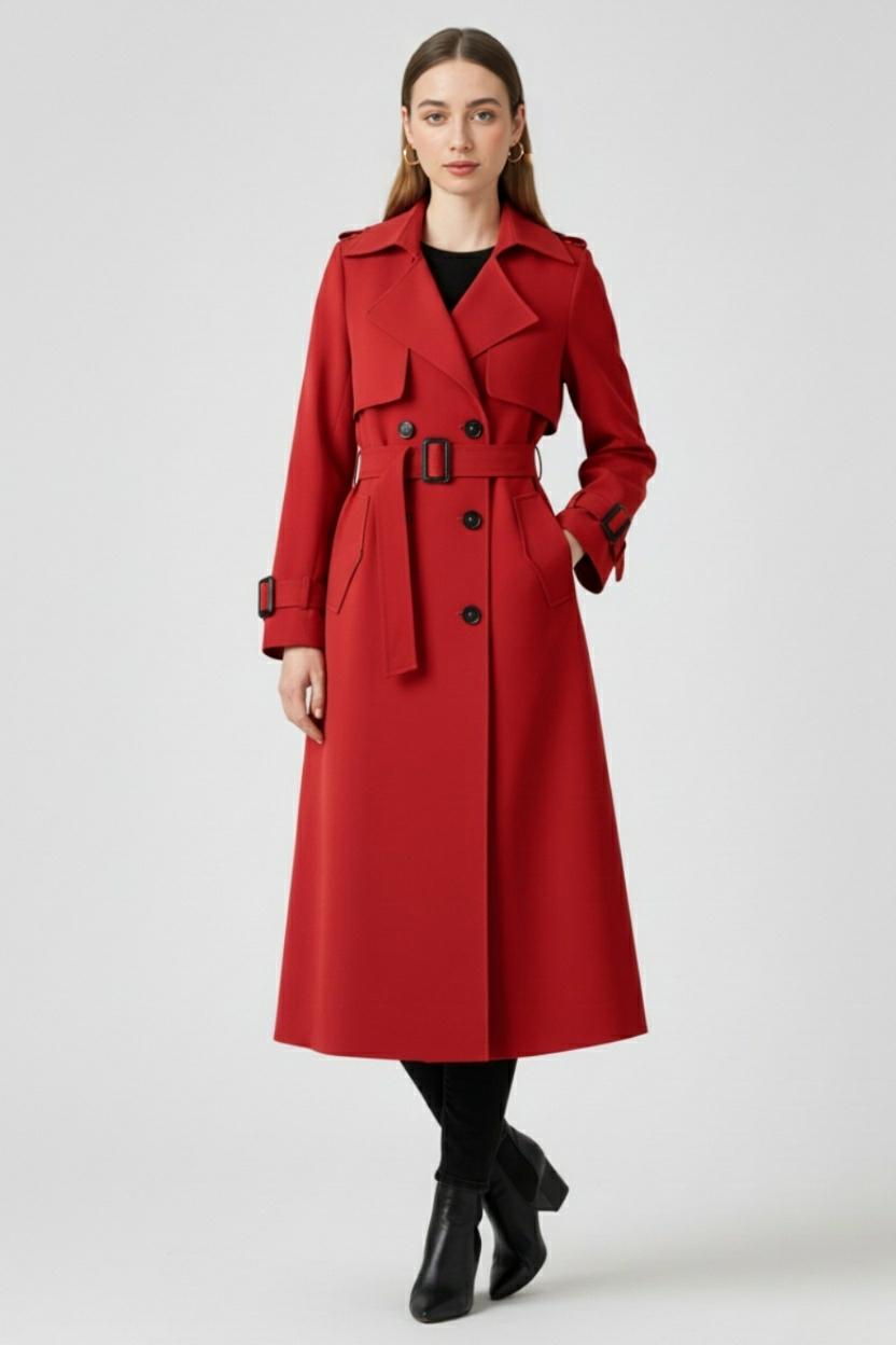 Clara | Red Trench Coat - ginlerie 2