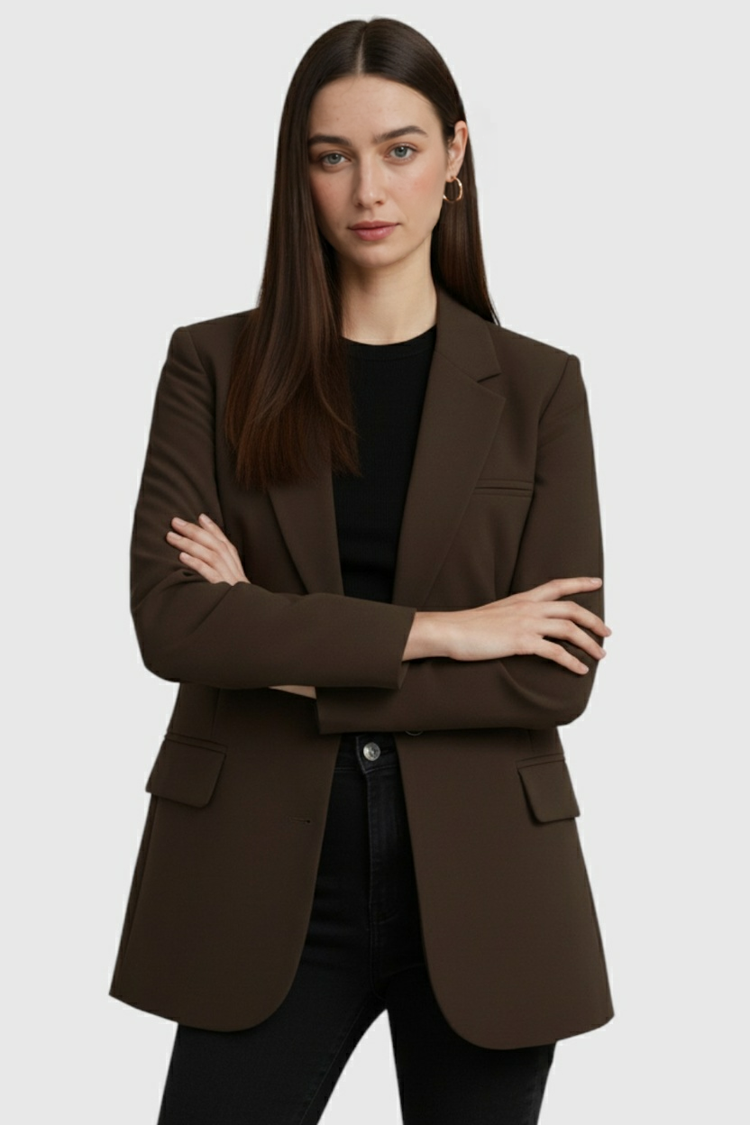 Clara | Tailored Brown Blazer - ginlerie 1