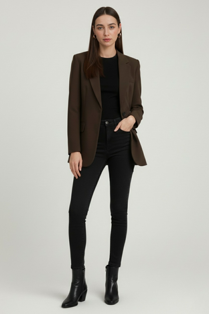 Clara | Tailored Brown Blazer - ginlerie 2