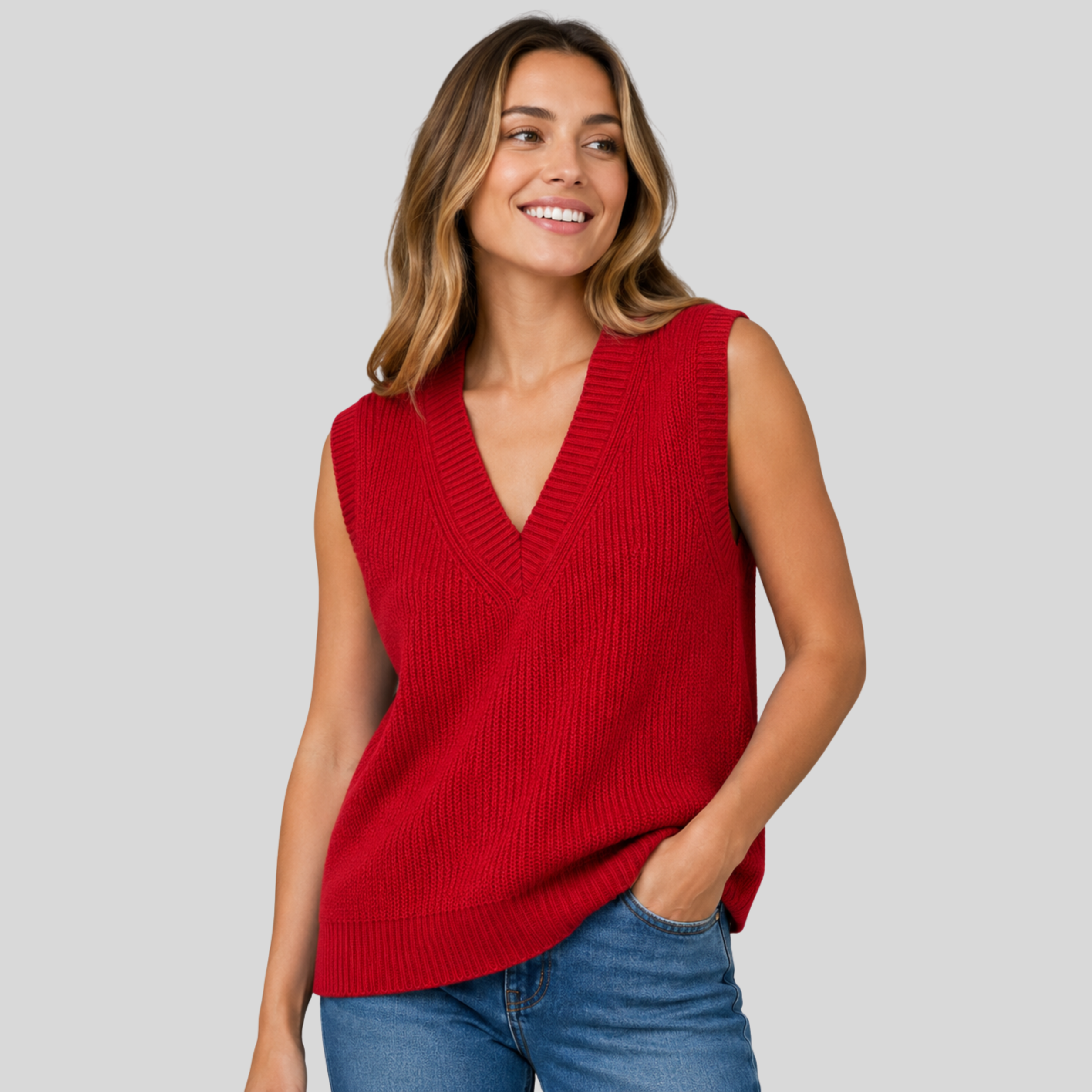 Clara | V-Neck Knit Vest - ginlerie 1