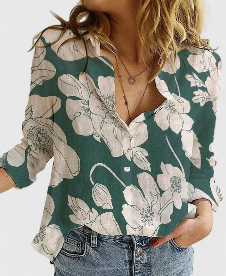 Clara | V Neck Button Blouse - ginlerie 11