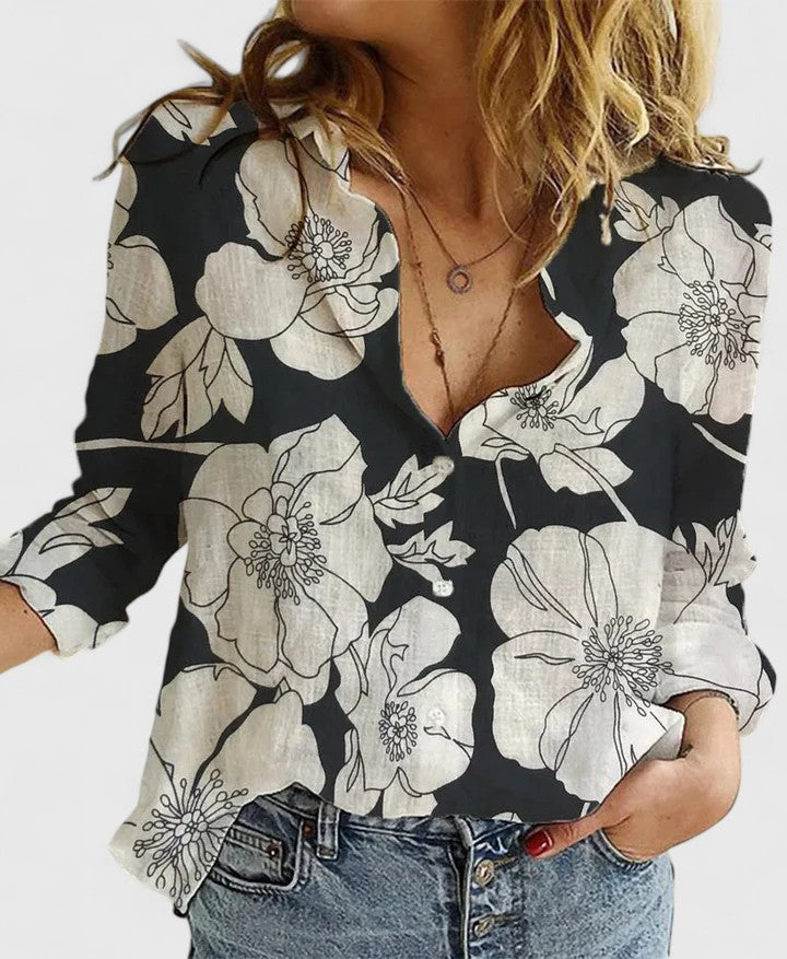 Clara | V Neck Button Blouse - ginlerie 9