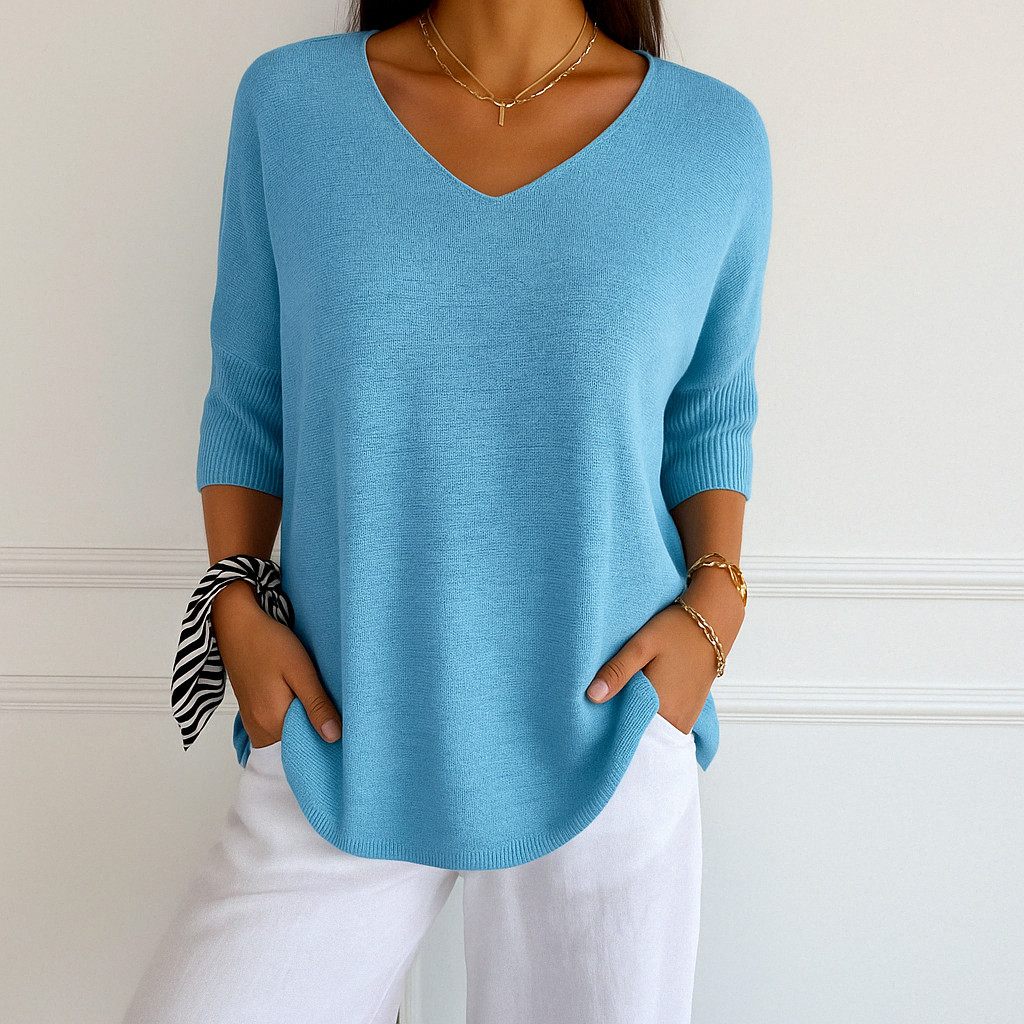Clara | V Neck Short Sleeve Sweater - ginlerie 10