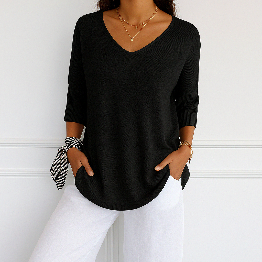 Clara | V Neck Short Sleeve Sweater - ginlerie 8