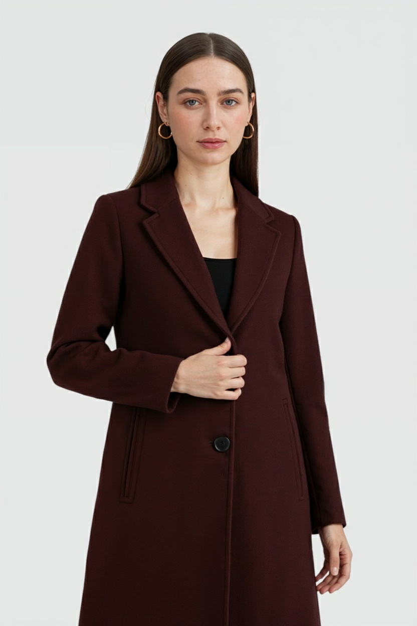 Clara | Vintage Burgundy Coat - ginlerie 1