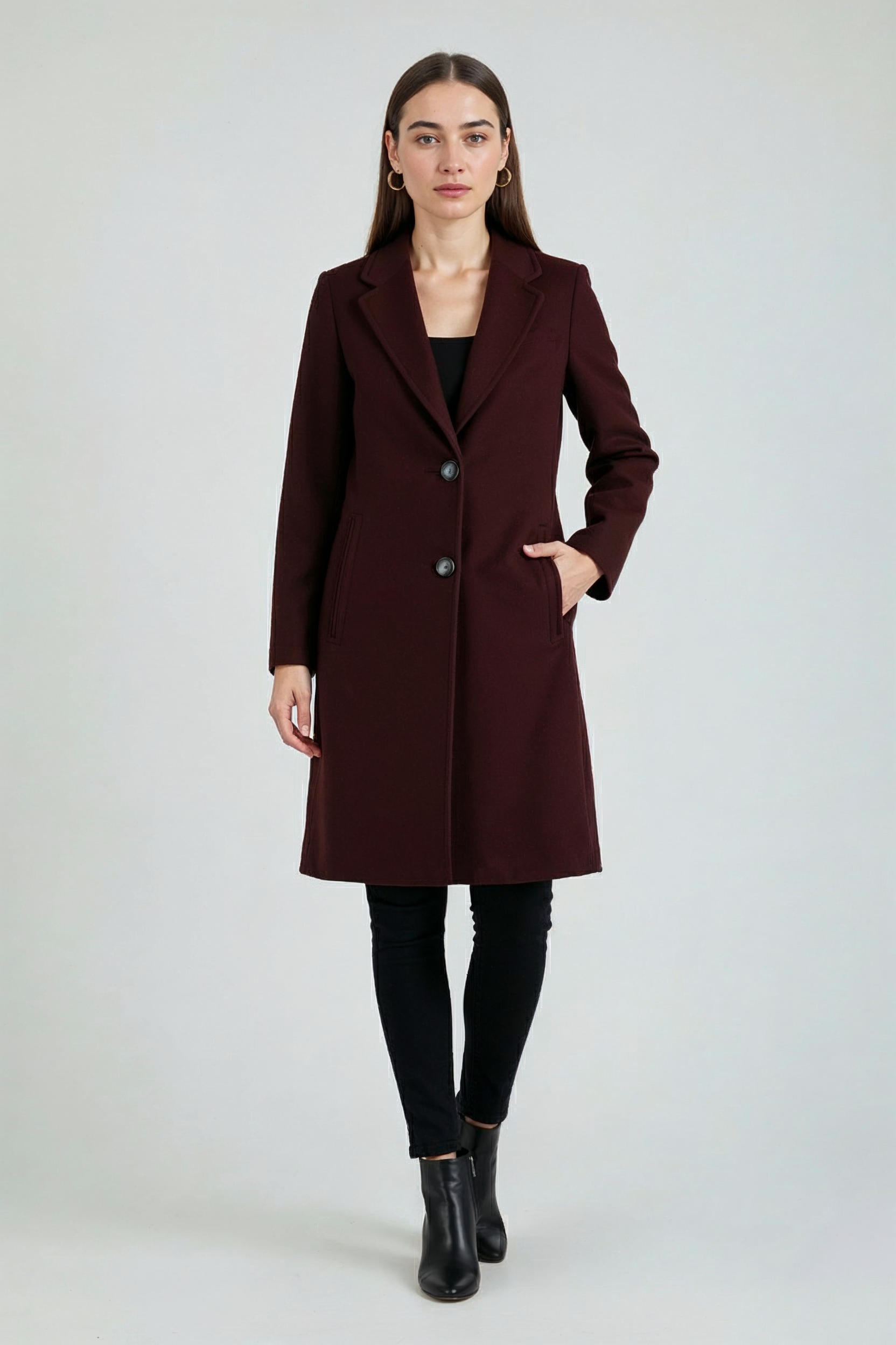 Clara | Vintage Burgundy Coat - ginlerie 2