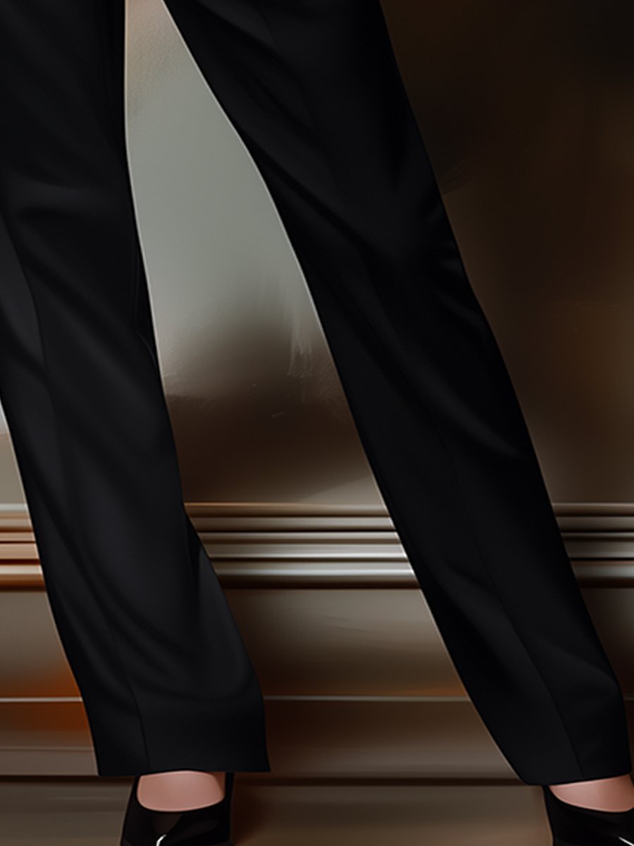 Classic Black Twill Pants with Tailored Fit and Stretch – Versatile Office and Casual Wear 2