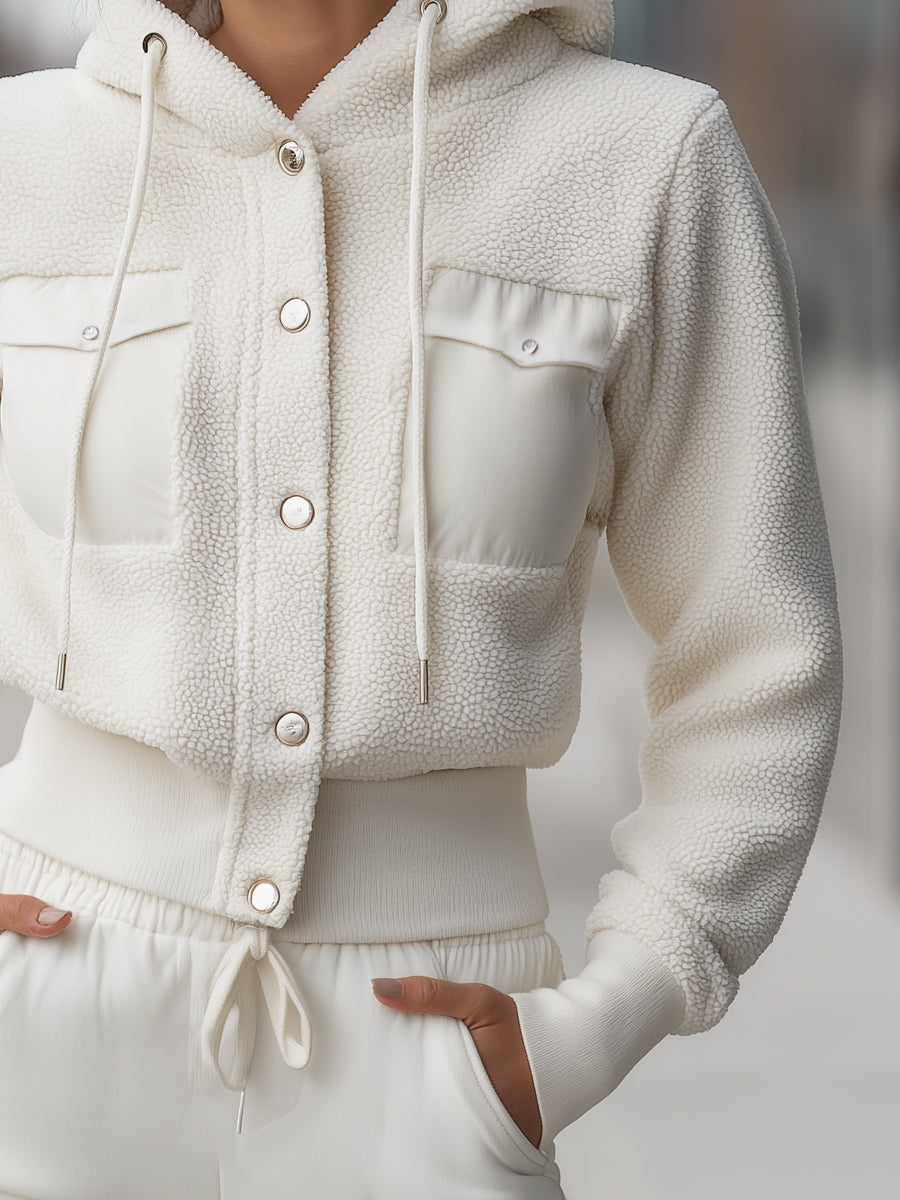 Cropped Hoodie Jacket for Women - Soft Polar Fleece with Fitted Hem 2