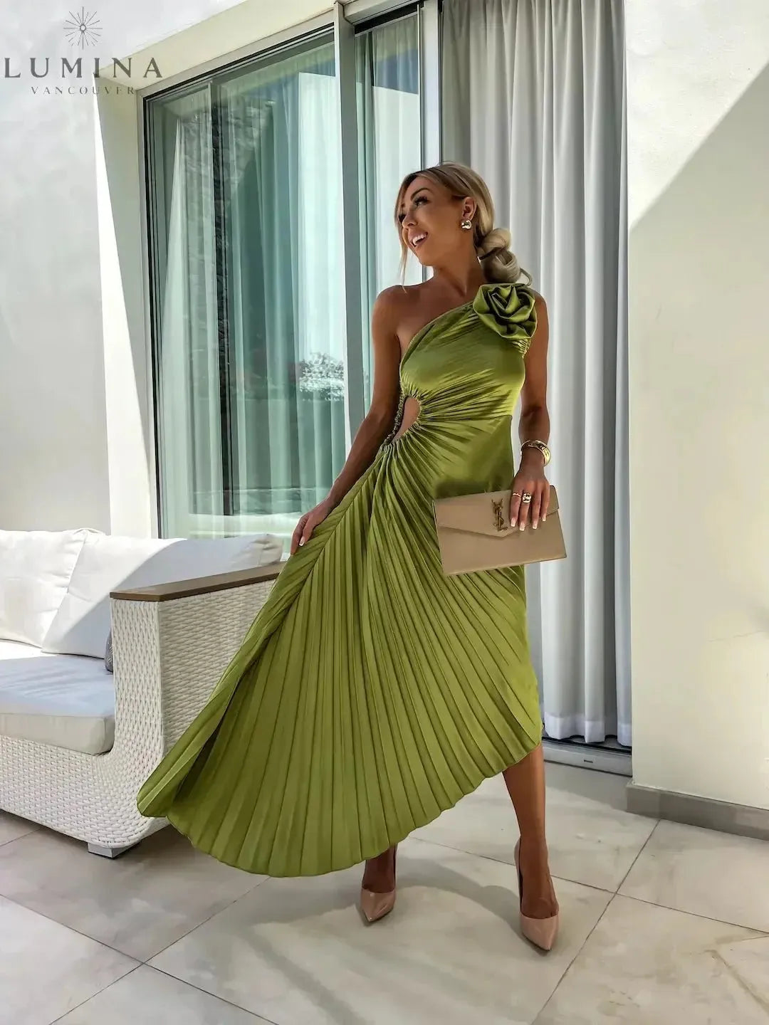 Dariella | Romantic Flower One Shoulder Dress