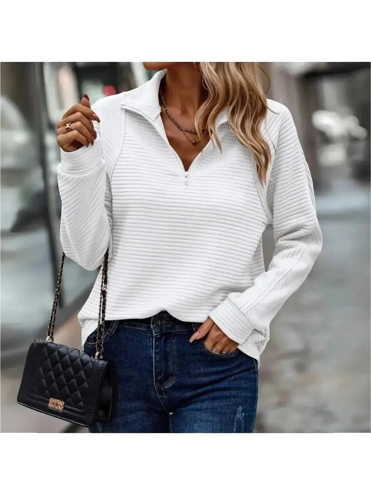 Diana | Elegant Zip Sweater - ginlerie 3