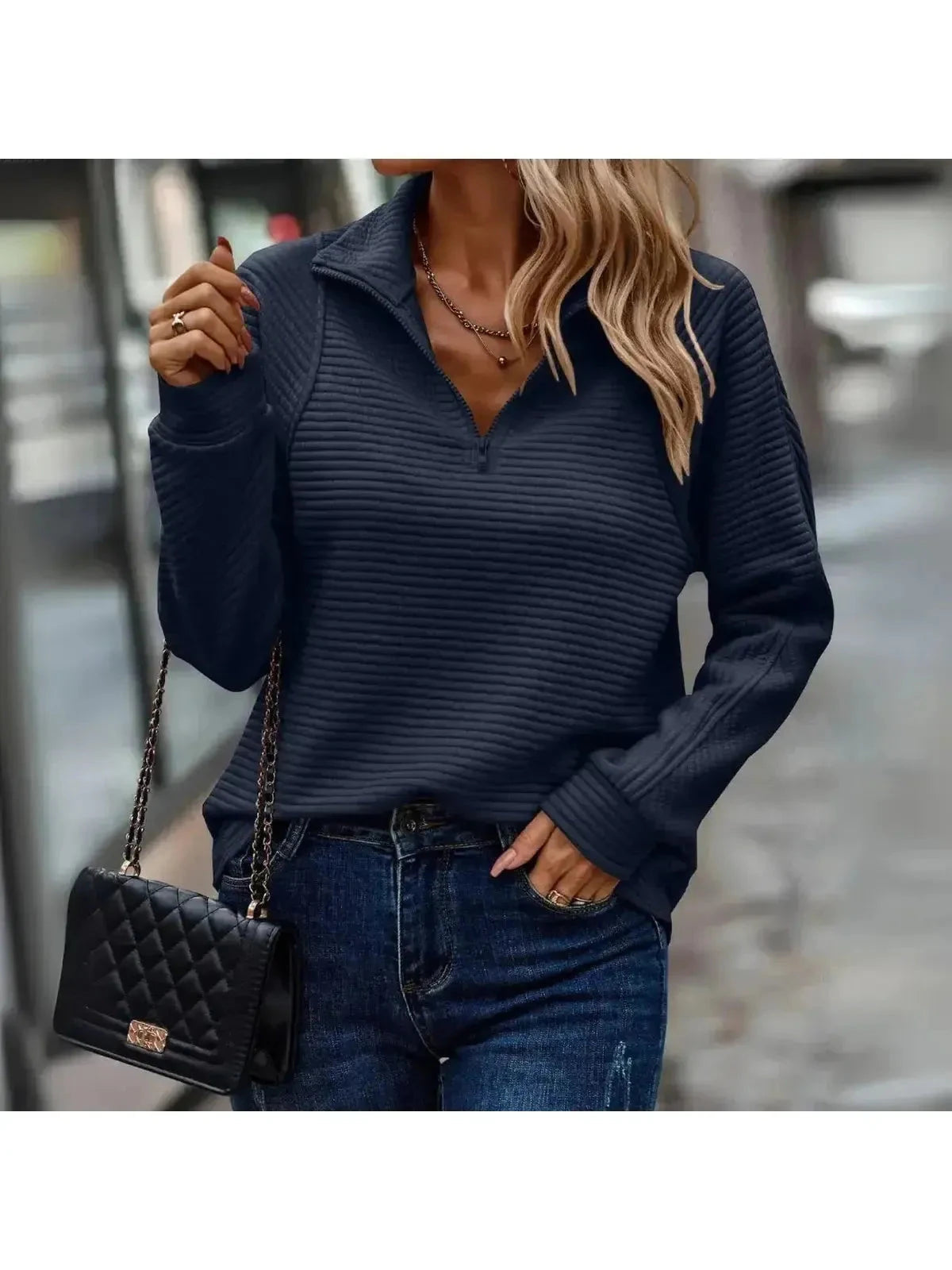 Diana | Elegant Zip Sweater - ginlerie 8